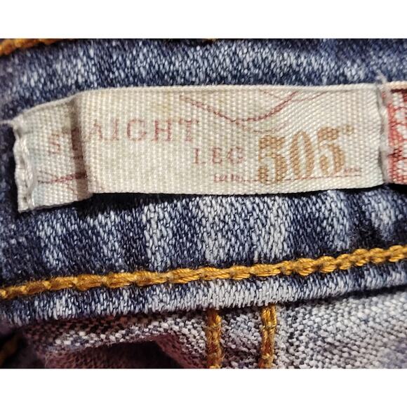 Levis 505 Straight Leg Womens Denim Jeans Mid-Rise Size 6L Small slits hems - Picture 6 of 10